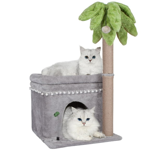 Cat Tree Tower House for Indoor Cats,Cat Tower with Sisal-Covered Scratching Post,Cat Condo for Cats Kitten Activity Centre Climbing Tree(with House)