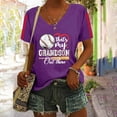 thumbnail image 2 of WeikingpGraphic Tees for Women Going Out Tops Women's Baseball Season Solid Color Sports Top V Neck Loose Short Sleeved Shirt Cute Tops for Women Purple 2XL Clearance！, 2 of 6