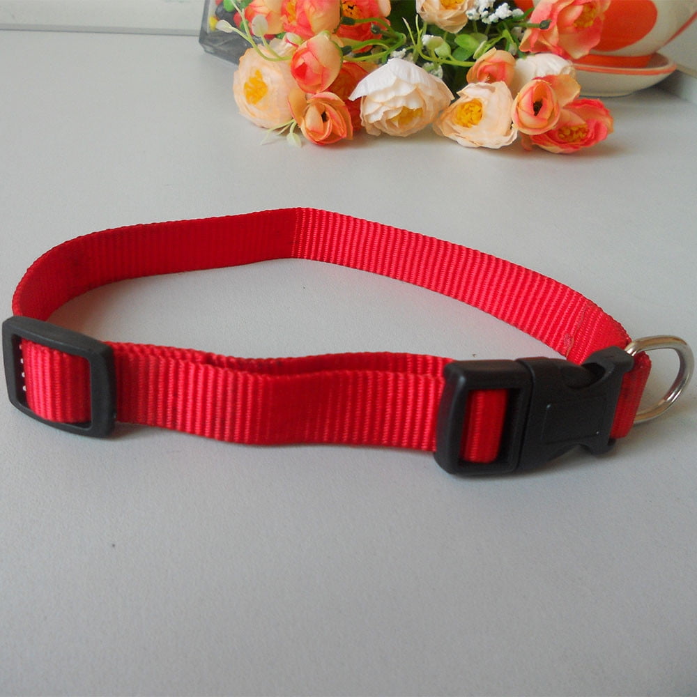 Adjustable Nylon Pure Color Collar Dog Puppy Pet Collars