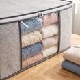 thumbnail image 6 of Fabric Clothes Storage Bin,Clear Window Double Zipper Organizer Box with Reinforced Handles,Foldable Linen Quilt Blanket Storage Container for Closet Bedroom Wardrobe Garage Organizing, 6 of 9