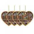 thumbnail image 5 of 4 Pack Bookshelf Heart Shape Book Lovers Nerd Bookworm Reader Writer Gift Christmas Tree Ornament Decor Clear Plastic Hanging Decoration House Present Xmas Eve Keepsake Decorative, 5 of 5