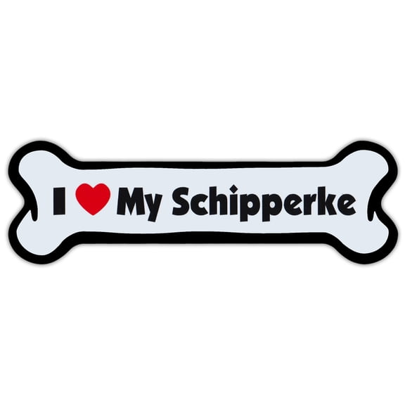 Dog Bone Shaped Magnet - I Love My Schipperke - Cars, Trucks, Refrigerators