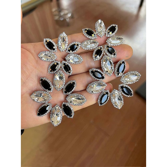 Pendientes colgantes de gran tamaño para bodas, joyas nupciales, diamantes de imitación, cristal, Dr. E1526, negro y blanco