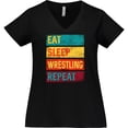 thumbnail image 3 of Inktastic Eat Sleep Wrestling Repeat Gift Women's Plus Size V-Neck T-Shirt, 3 of 5