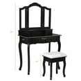 thumbnail image 3 of Costway Vanity Makeup Dressing Table Set W/Stool 4 Drawer&Mirror Jewelry Wood Desk Black, 3 of 12