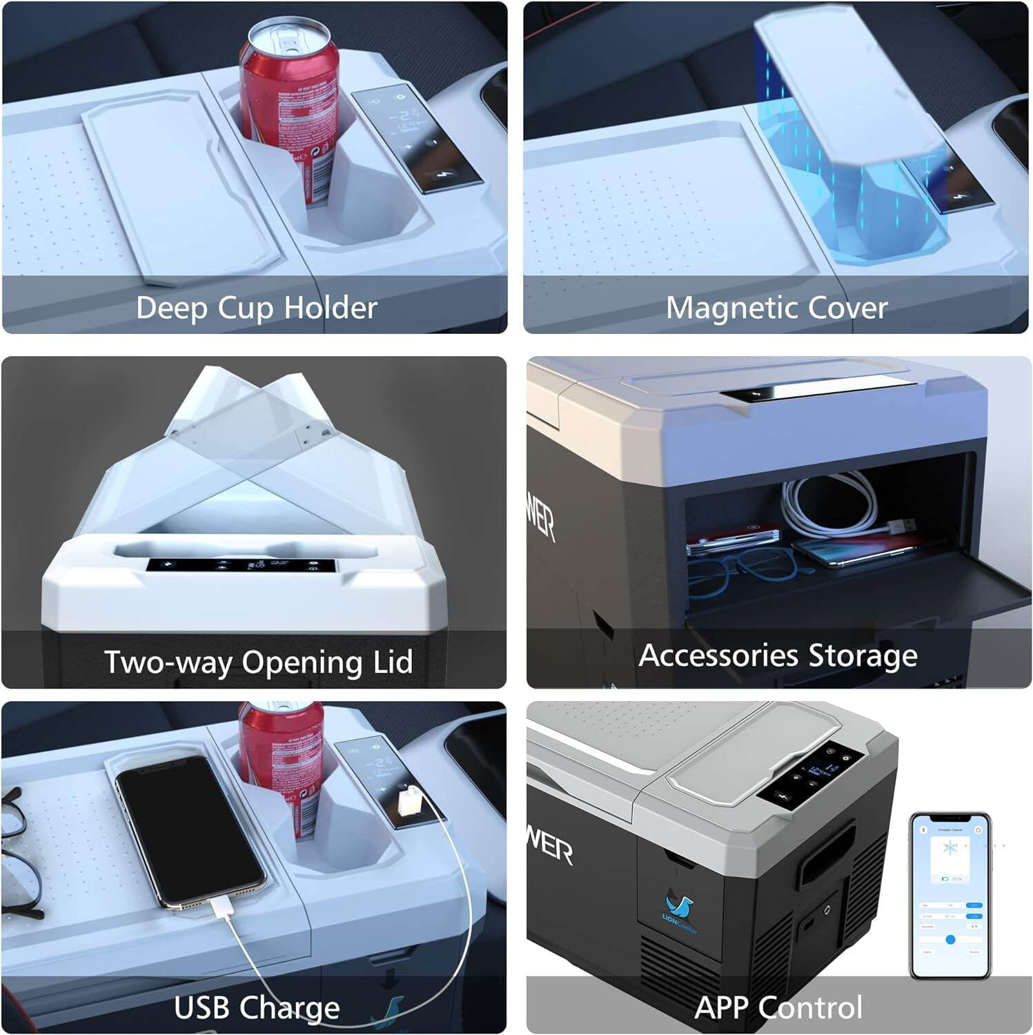 , V28 Portable Refrigerator, 29Qt Car Freezer with APP Control,12V,45W Low Noice Cooler for RV, Boat, White ,Plastic ,