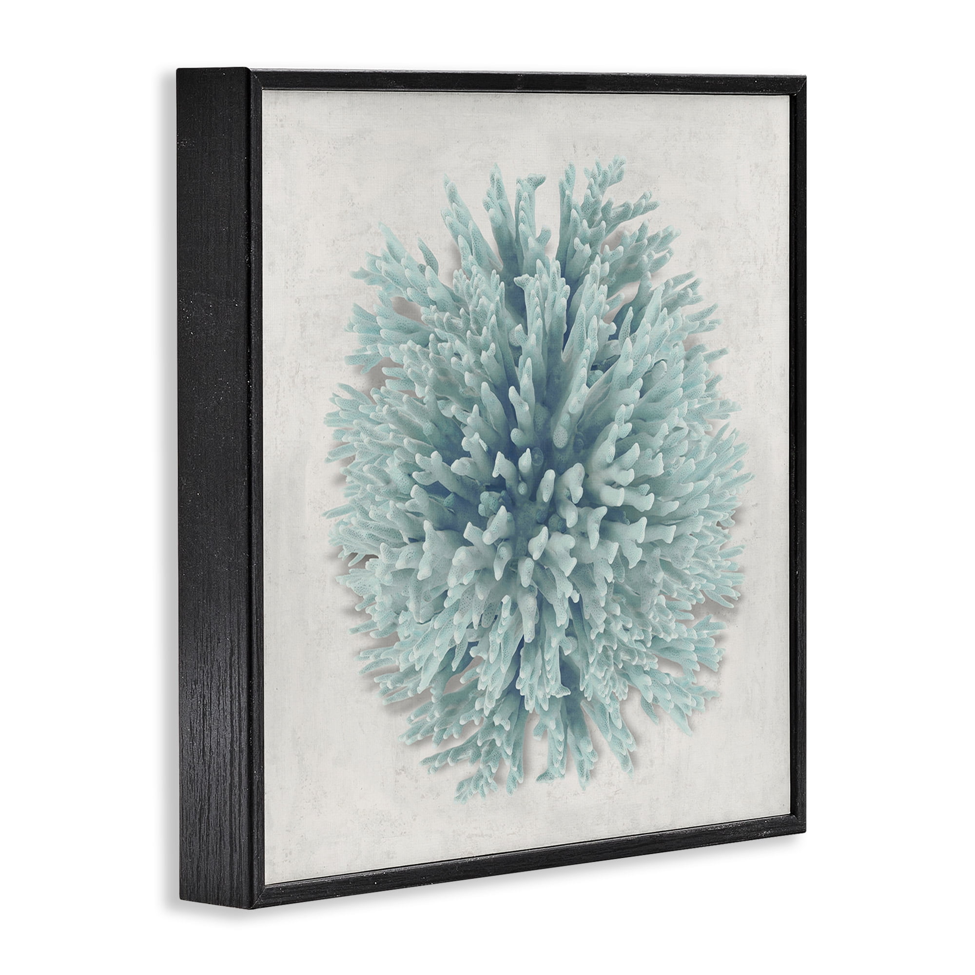 Stupell Industries Coral Ball Blue Sea Beach Design Nature Painting Black Framed Art Print Wall Art, 24 x 24