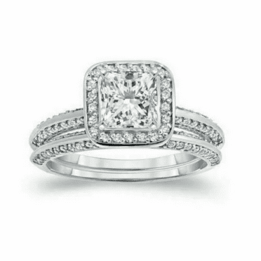 2.50CT Princess Cut Diamond (VVS1,D) 14K White Gold Halo Band Ring Fine Jewelry for Women Gifts