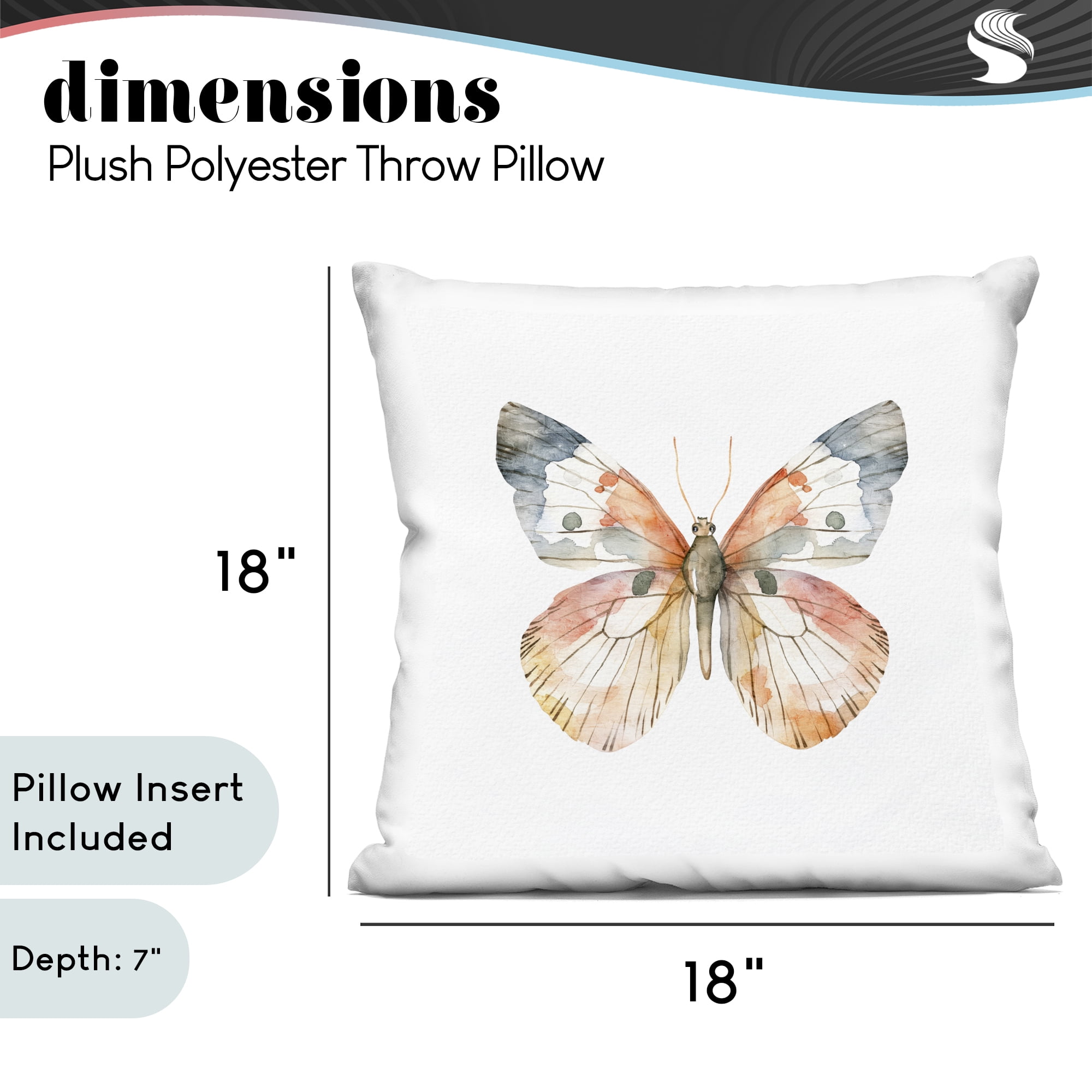 Stupell Industries Warm Watercolor Butterfly Decorative Printed Throw Pillow, design by Kim Allen