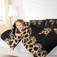 thumbnail image 2 of Erosebridal Leopard Print Bow Twin Comforter Sets For Girls Kids,Brown Cheetah Pattern Bedding Set For Women,Black Reversible,2-Piece, 2 of 7