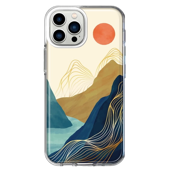 Mundaze - Case for Apple iPhone 13 Pro Max Slim Shockproof Hard Shell Soft TPU Heavy Duty Protective Phone Cover - Vintage Landscape Art