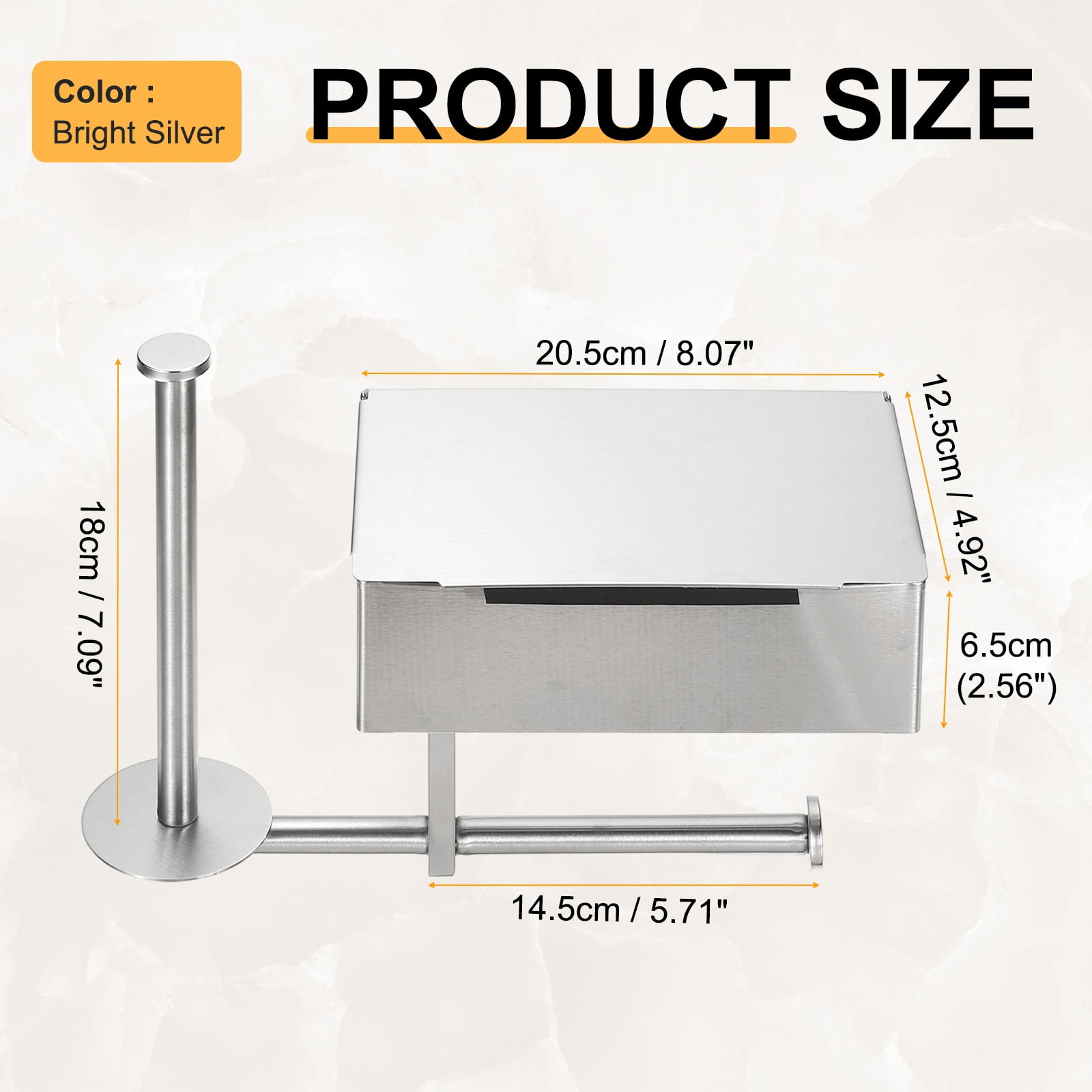 Uxcell Toilet Paper Holder with Storage, 304 Stainless Steel Toilet Paper Holder for 2 Rolls, Wipes Dispenser for Bathroom Organizer, Adhesive or Wall Mount (Bright Silver)