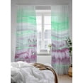 thumbnail image 3 of Green Purple Wave Sheer Curtains 84 Inch Long 2 Panels, Watercolor Texture Abstract Art Light Filtering Rod Pocket Semi Sheer Curtains, Sheer Voile Drapes for Living Room Bedroom, 52"x84", 3 of 5