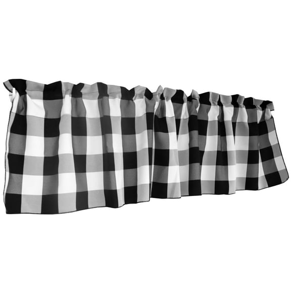 Poplin Buffalo Checkered Window Valance 58" Wide Black and White