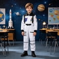 thumbnail image 2 of Pandaie Kids Boys Girls Space Astronaut Costume Suit Long Sleeve Zipper Jumpsuit for Halloween Cosplay Holiday Present White,3-4 Years, 2 of 5
