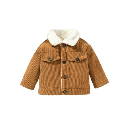 

Nokpsedcb Toddler Baby Boys Girls Winter Jacket Coat Lapel Long Sleeve Button Down Cashmere Cardigan Outerwear Yellow 2-3 Years