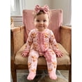 thumbnail image 3 of Cjfdfy Newborn Baby Girl Western Footed Romper Highland Cow Print Ruffle Long Sleeve Zip Up Footed Romper And Headband Infant Cute Coming Home Fall Winter Outfit 0-12M, 3 of 9