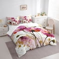 thumbnail image 3 of Homewish Pink Flower Floral Bedding Comforter Set 7pcs for Women, Fashion Marble Artwork King Bedding Sets, Splash Watercolor Reversible Bed Sheets, Ultra Soft Bedroom Decor, 3 of 7