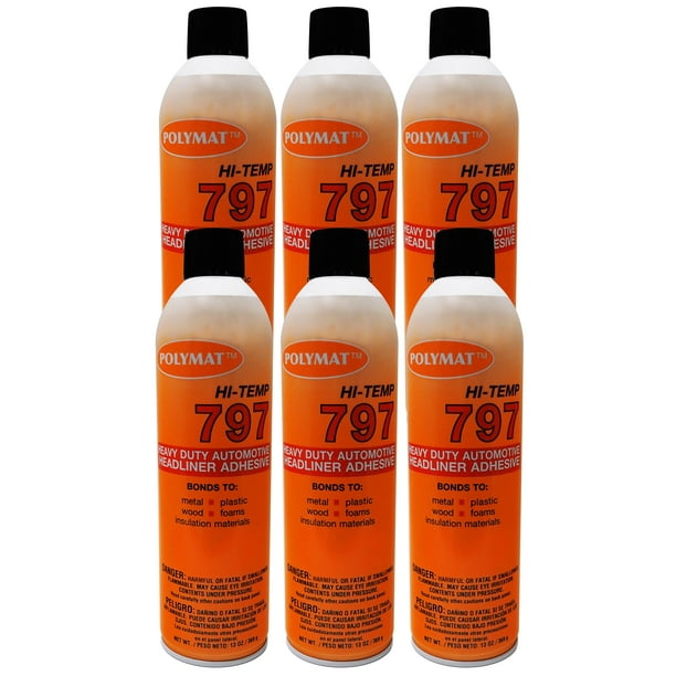6 20oz Can (13oz net) Polymat 797 HiTemp Spray Glue Adhesive