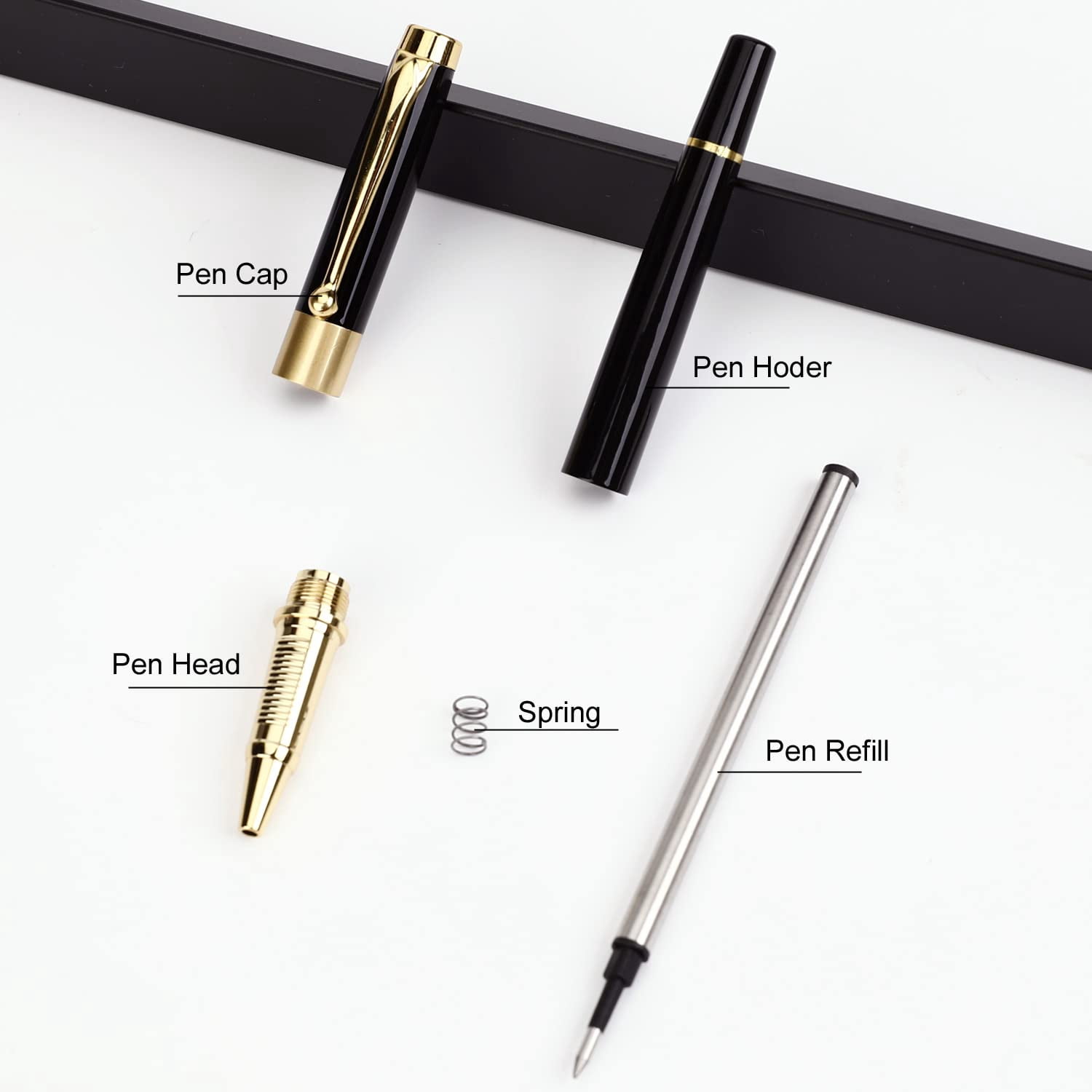 Ballpoint Pen Black Refill Luxury Line Width 0.5mm Ball Gift Set For Men & Women Professional Executive Office Nice Ballpens Classy Box (2 Black)