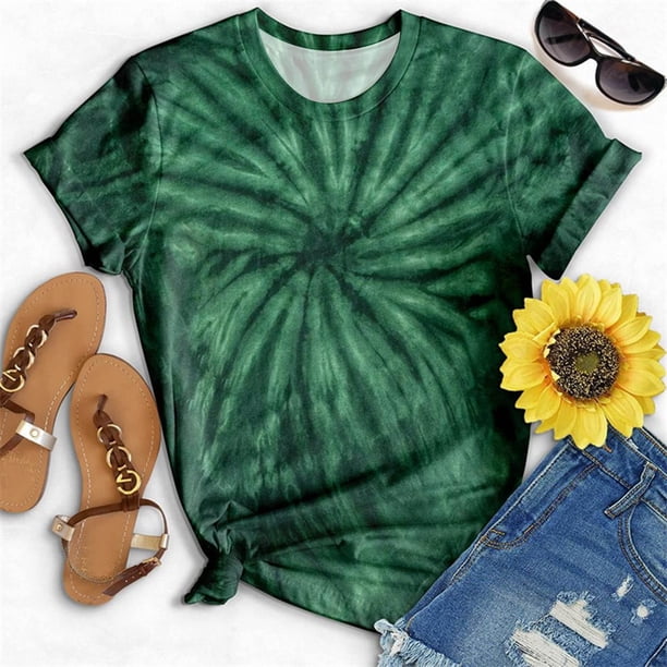 Fiudx Ofertas y Liquidaciones Moda Mujer Casual Impresión Cuello Redondo Blusa Manga Corta Camiseta Verano Tops