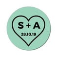 thumbnail image 1 of Darling Souvenir Round 45 Pieces Heart Save The Date Stickers Personalized Bride Groom Initials And Date Envelope Seals - Mint, 1 of 4