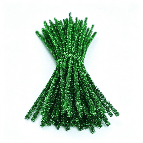 BZCOE Glitter Green Pipe Cleaners Craft (200 Pack) Bulk Art Multicolor Chenille Stems for Diy Project Decorations Green Pipe Cleaners