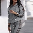 thumbnail image 3 of Conjunto de chándal de dos piezas para mujer, sudadera con capucha y pantalones a rayas, ropa de calle informal, moda deportiva para mujer, Otoño e Invierno, 3 of 5