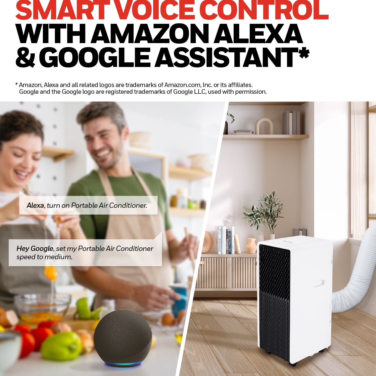 Honeywell 11,000 BTU Slim & Smart WiFi Portable AC with Fan, Dehumidifier, Alexa/Google Home Voice Control – Cools Up to 500 Sq. Ft., HX2CESVWG8 (8,000 BTU SACC)