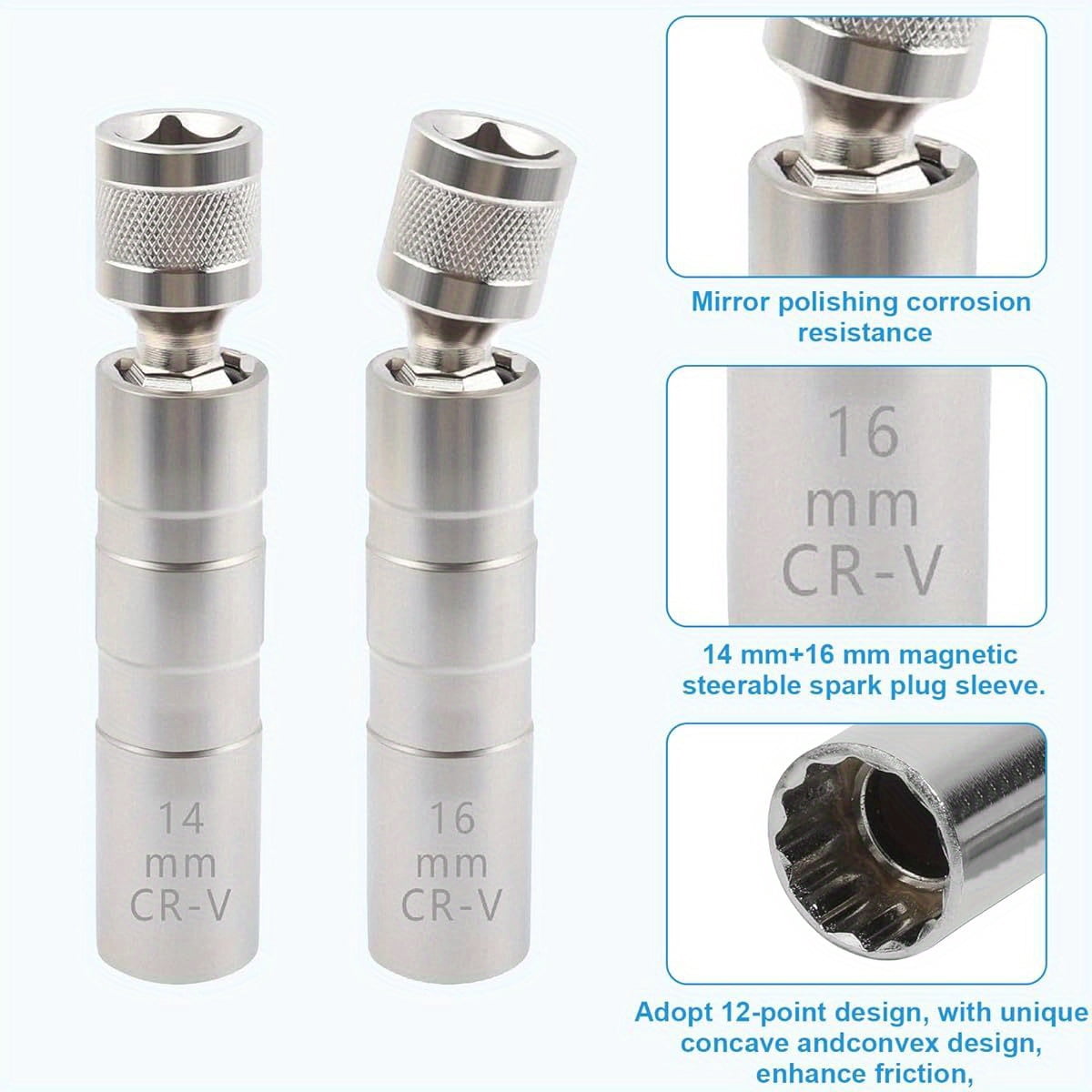 Kauplus XZN Triple Square Spline Bit-Steckschlüssel-Set - 16-tlg. Mit Adaptern, Kurz & Extra Lang