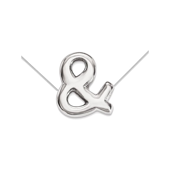 Gem & Harmony Sterling Silver Ampersand Charm Pendant Necklace and chain for Women
