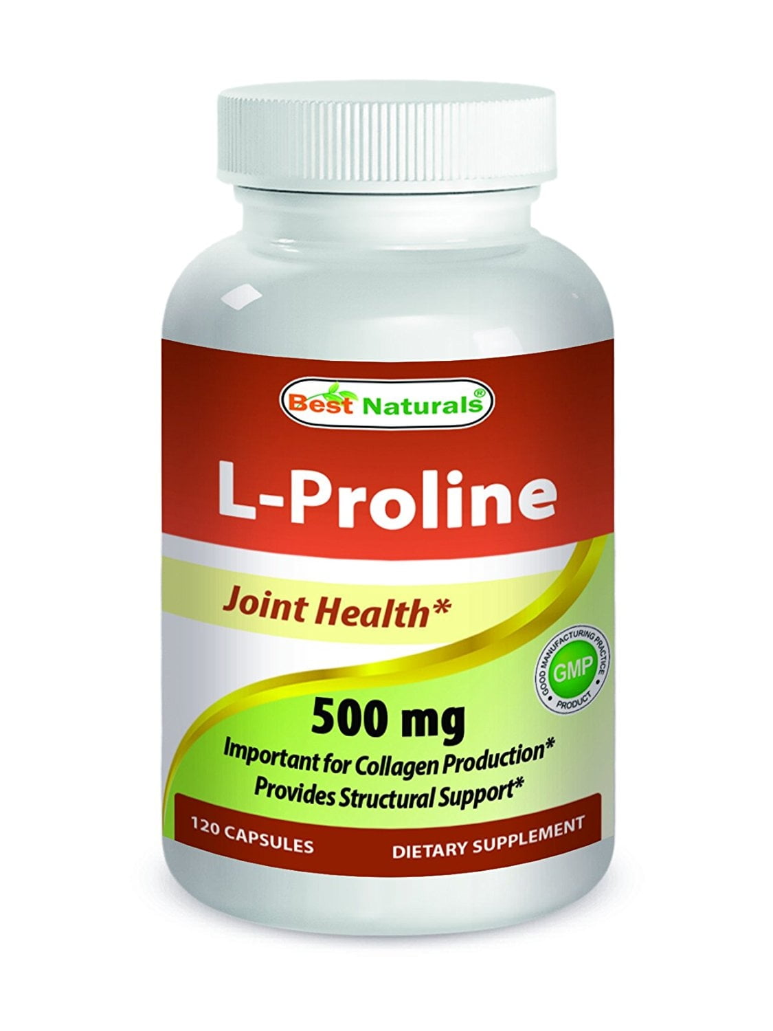 Best Naturals Lproline Amino Acid Dietary Supplement 500 Mg, 120 Count