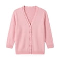 thumbnail image 7 of CYRBOKO Women's V-Neck Cardigans, Stretchy Lightweight Casual 3/4 Sleeve Knitted Cardigan Sweaters Pink Size L, 7 of 7
