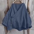 thumbnail image 2 of Shirts for Women Hanten Cardigan Long Sleeve Wrap Front Cotton Linen Retro Costume Irregular Shirt Tops M, 2 of 6