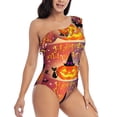 thumbnail image 3 of Haiem Halloween Women's One Piece Swimsuits Tummy Control One Shoulder Bathing Suits Ruffle Swimwear-Small, 3 of 8