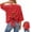 #225-Red, variant on Womens Tops Three Quarter Sleeve Crew Neck Backless Tie Back Solid Flowy Blouse for Summer Casual Gift
