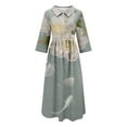 Casual Dresses for Women Casual Art Floral Print Button Mid Long Sleeve