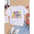 thumbnail image 2 of Back-to-School Girls Happy Last Day Pre School Colorful Letter Print Simple Casual Versatile T-Shirt girls clothes, 2 of 6