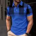 thumbnail image 2 of DDAPJ pyju Men Big and Tall Polos Shirt Short Sleeve Plaid Print Collared Tshirt Regular Fit Casual Golf Shirt Lightweight Business Office Tops Sales of The Day Blue S, 2 of 6