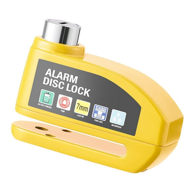 Candado de disco con alarma genérico para orificios de 7 mm o más para motos Amarillo