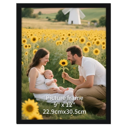 9x12 Picture Frame, Black 9 by 12 Photo Frame for Wall Gallery Display, Single