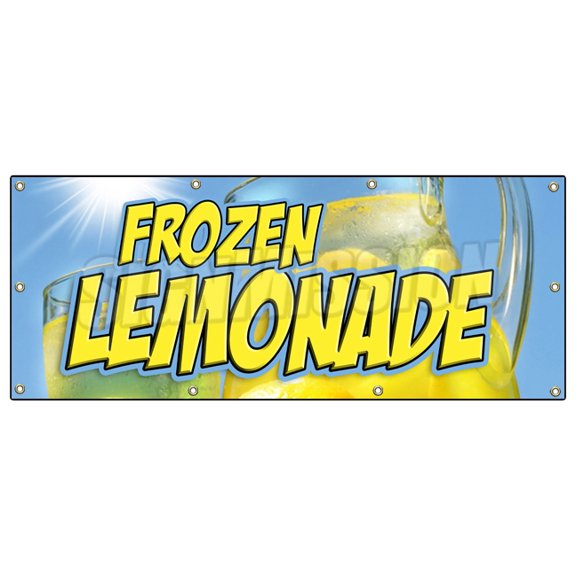 SignMission B-96 Frozen Lemonade 36 x 96 in. Frozen Lemonade Banner Sign - Slushie Smoothie Sugar Sweet Carnival