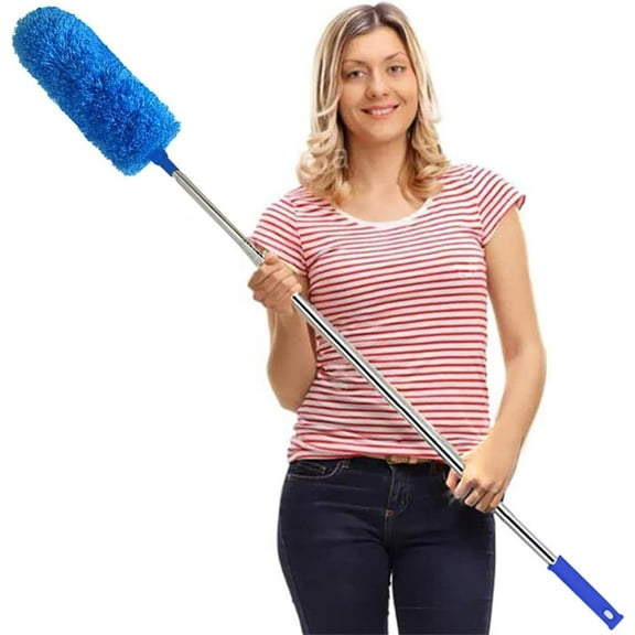 Microfiber Feather Duster Extendable Duster with 100 inches Extra Long Pole, Bendable Head & Long Handle Dusters for Cleaning Ceiling Fan, High Ceiling, Blinds, Furniture & Cars