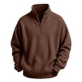 thumbnail image 6 of BXJX Boys Sweatshirts with Half Zip, Waffle Knit Stand up Collar Long Sleeve School Pullover Tops Brown Size 11-12 T, 6 of 9