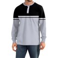 thumbnail image 7 of Hearthz Mens Henley T-Shirts Long Sleeve Fall 3-Button Color Block Big and Tall Shirts for Men Round Neck Sports Baseball Jerseys T Shirts, 7 of 7