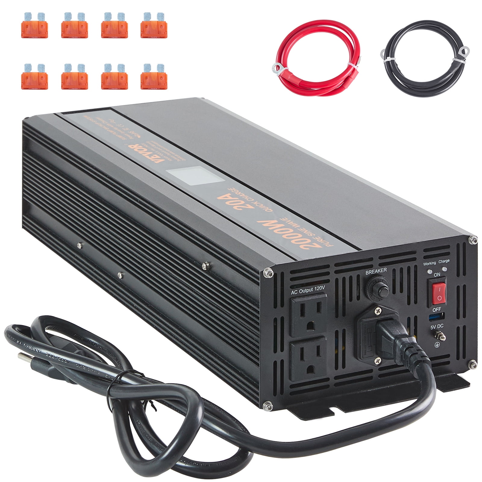 KFFKFF 2000W Sump Pump Battery Backup System Inverter LCD Emergency Power Outage
