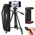 thumbnail image 1 of 60-Inch Lightweight Aluminum Tripod for Travel/Camera/Smartphone with Bluetooth Remote, Carry Bag, 11LB Maximum Load Capacity - MLT02, 1 of 8