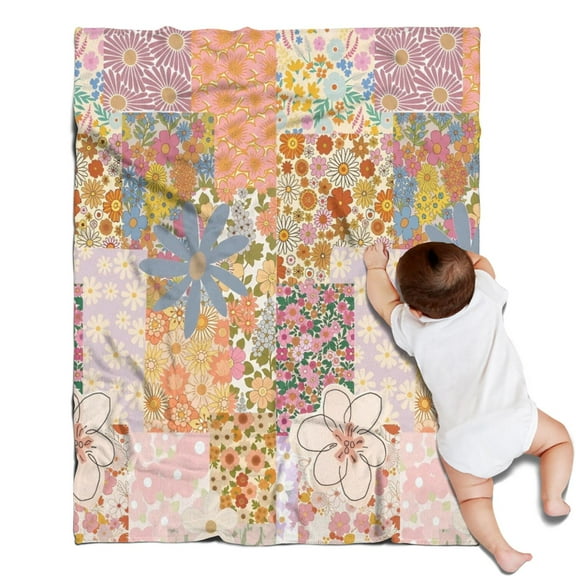 Pioneer Flower Floral Print Pattern Blanket,Comfortable Soft Flannel Throw Blanket,All Season,Warm Lightweight Blankets for Sofa Bed Couch Living Room Chair,30"x40"