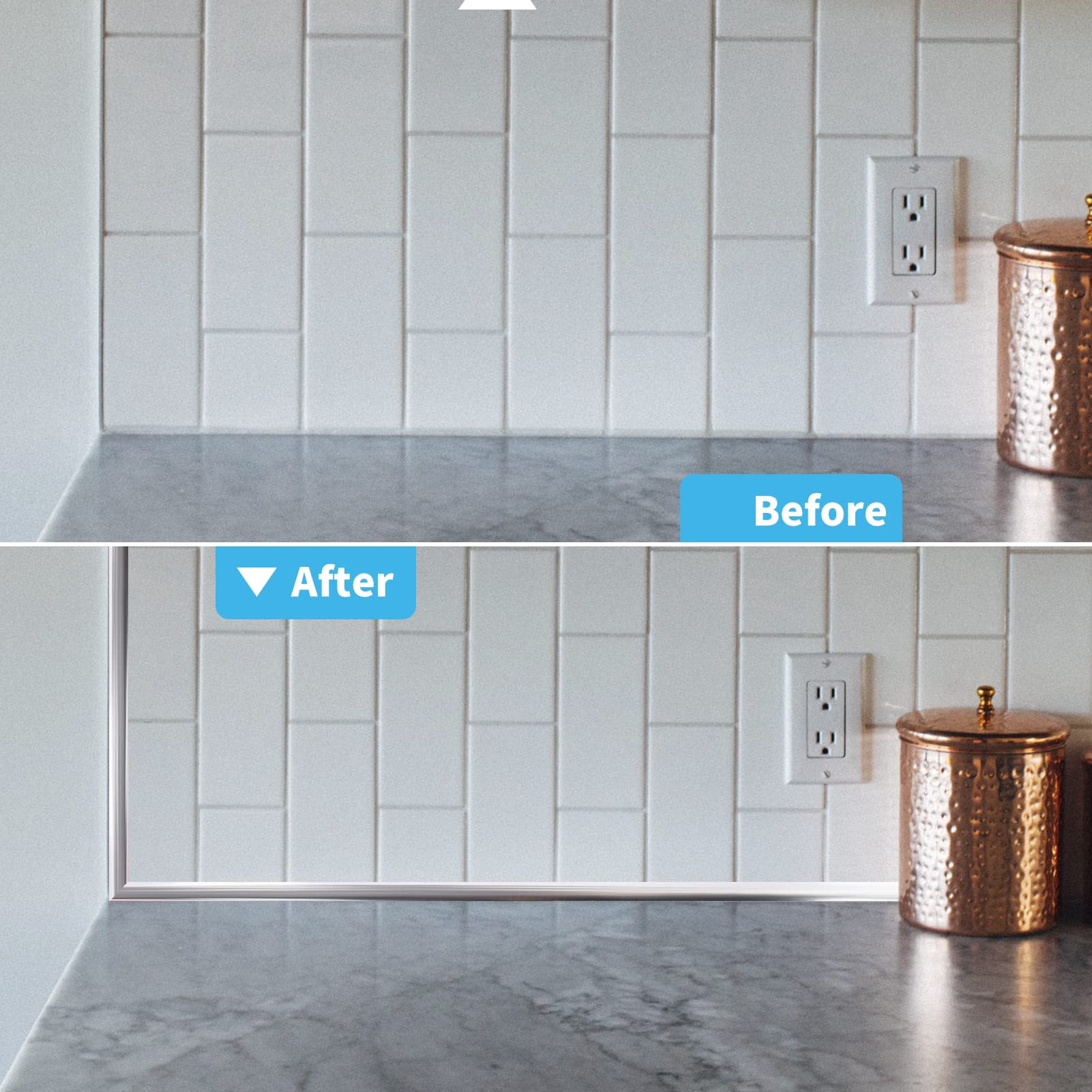 30 Ft Peel And Stick Flexible Vinyl Molding Trim For Wall Tile Edges  Kitchen Backsplash Mirrior Frame In Stainless Steel