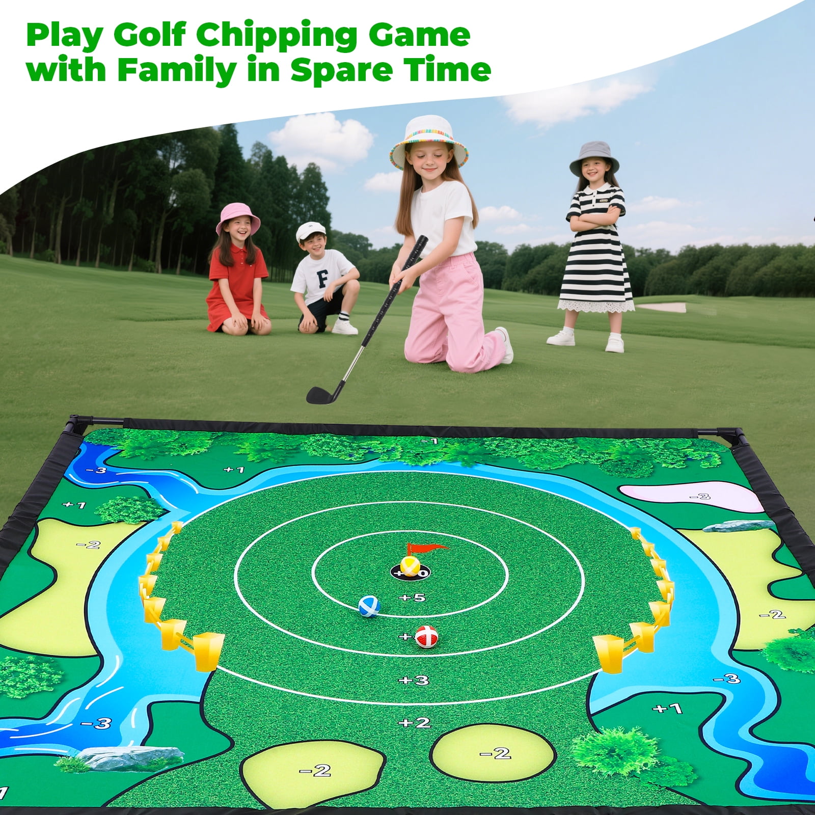 Golf Chipping Game, Golf Game, Balls x 40,The Original Portable Golf Game for Chipping Practice for Family Golfers (Free Adjustable Club x1)